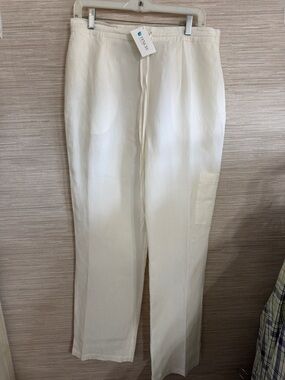 Monterey Bay Clothing Co Women's Off White Linen Blend Pants size 16 NWT
